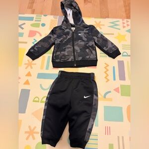 Nike Kids Black Camo Sweatpants & Hoodie Set